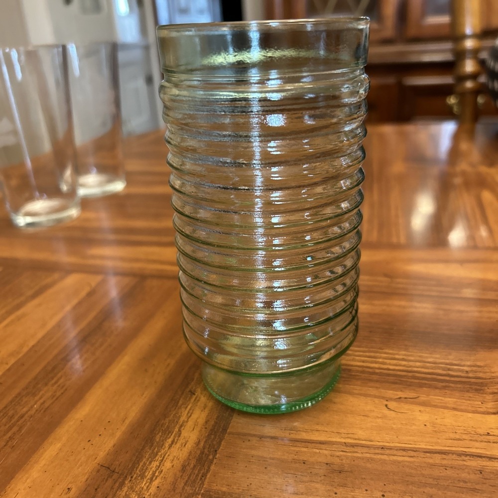vintage‎ anchor hocking manhattan  Green Drinking Glass